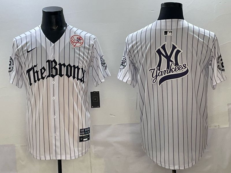 Men 2025 New York Yankees Blank White Stripe Five generations Joint Name Nike MLB Jersey style 017->new york yankees->MLB Jersey
